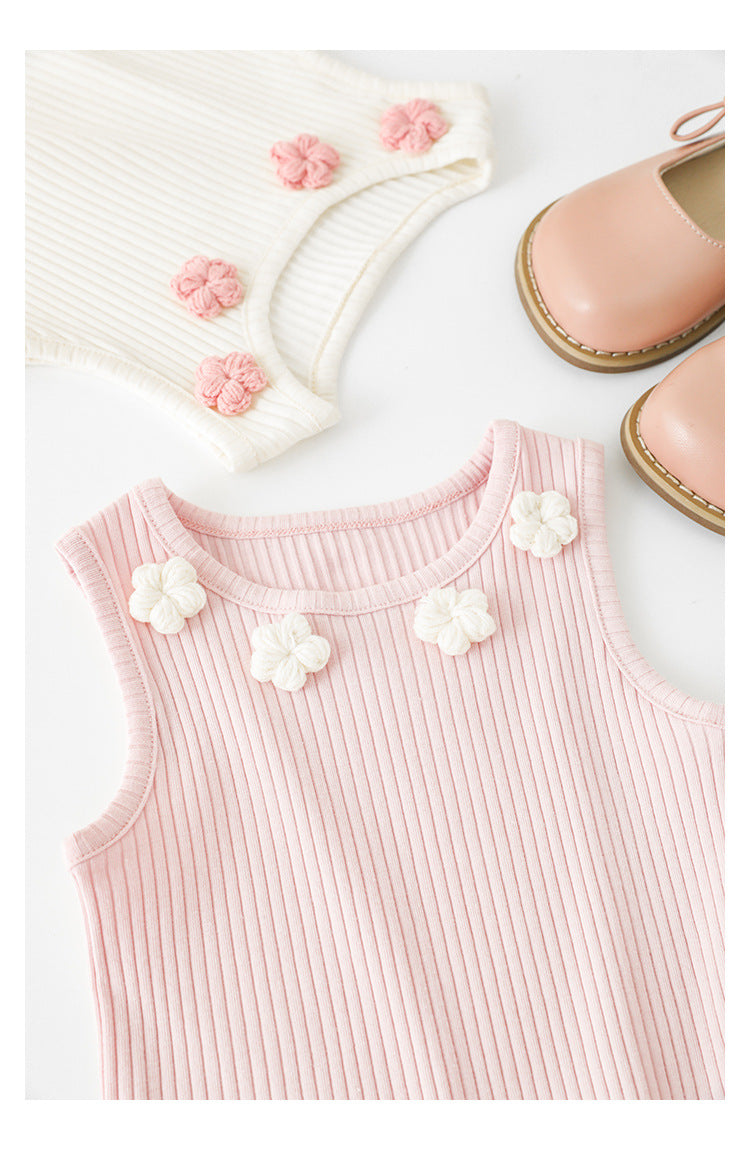 Blossom Knit Tank – Pink and White