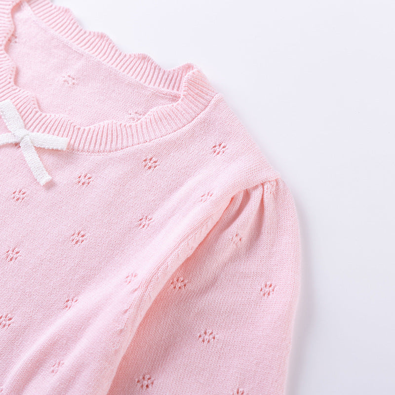 Dainty Pointelle Bow Knit Tee