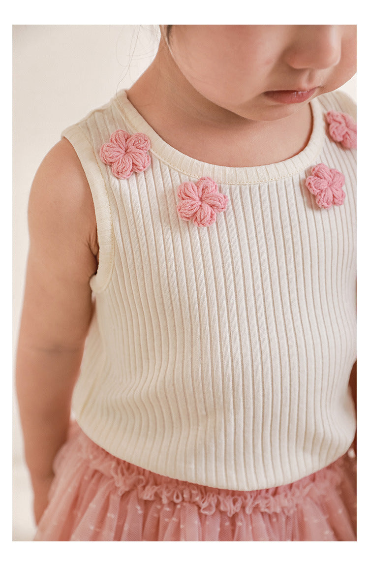 Blossom Knit Tank – Pink and White