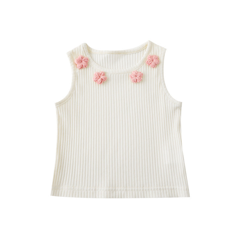 Blossom Knit Tank – Pink and White