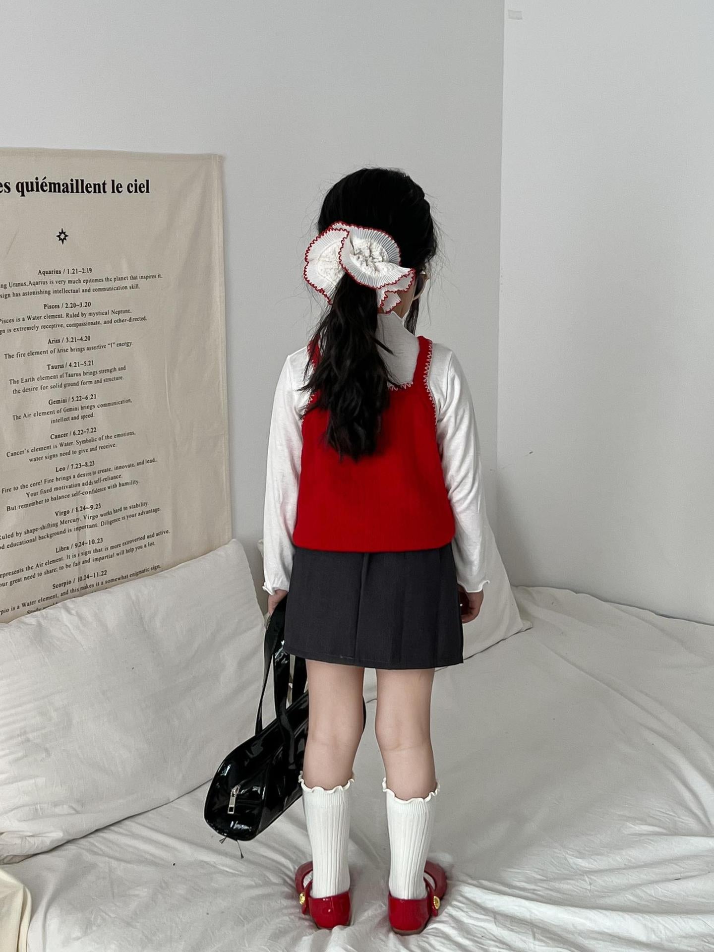 Red Knit Vest & Skirt Set