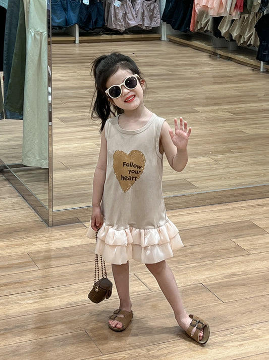 Heart Ruffle Hem Tank Dress