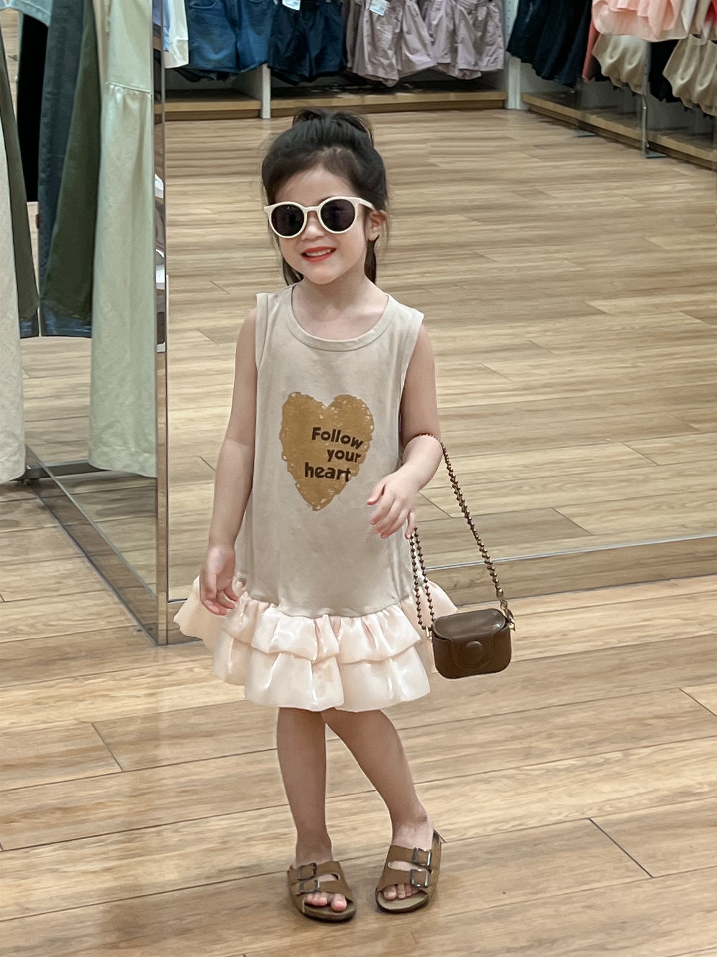 Heart Ruffle Hem Tank Dress