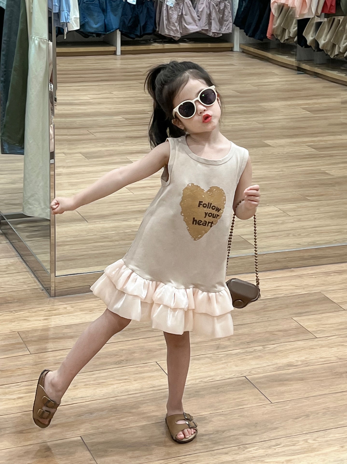 Heart Ruffle Hem Tank Dress
