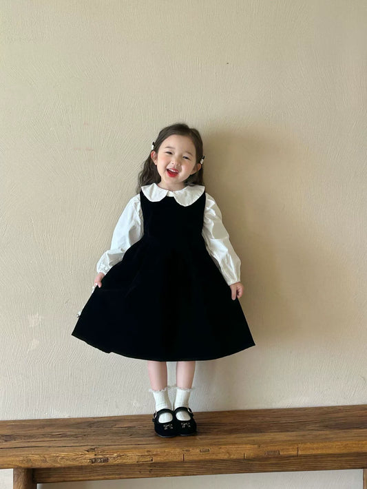 Classic Black Dress with white shirt