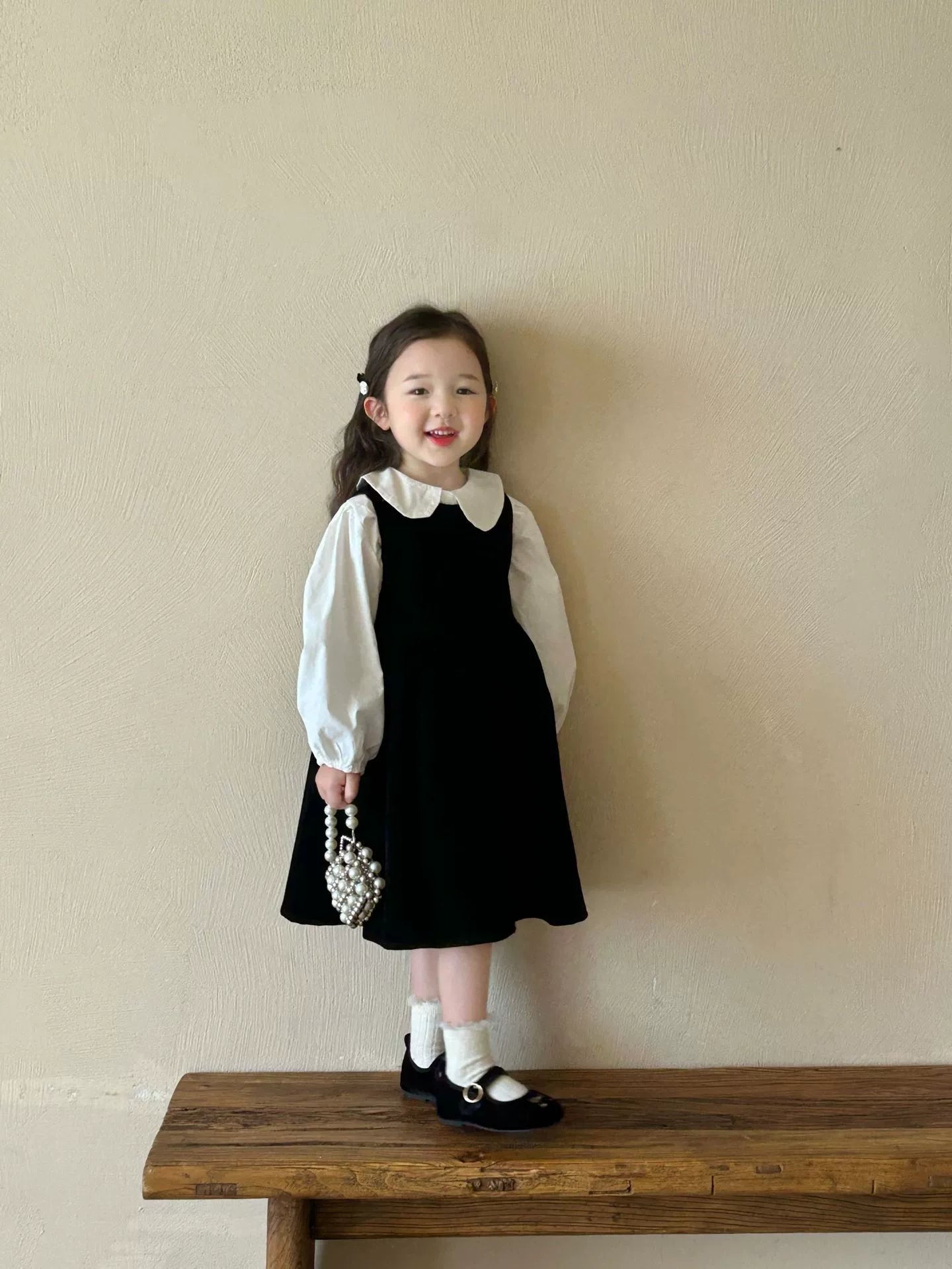 Classic Black Dress with white shirt