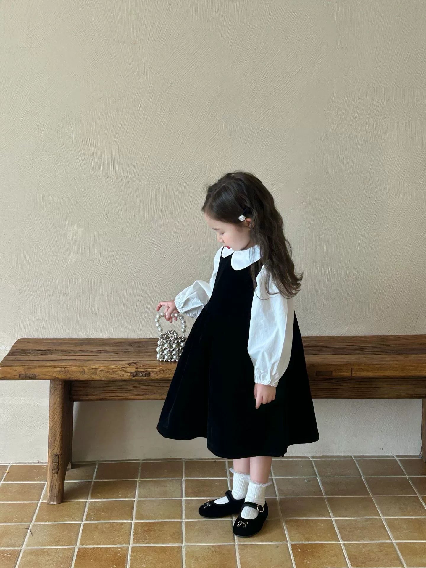 Classic Black Dress with white shirt