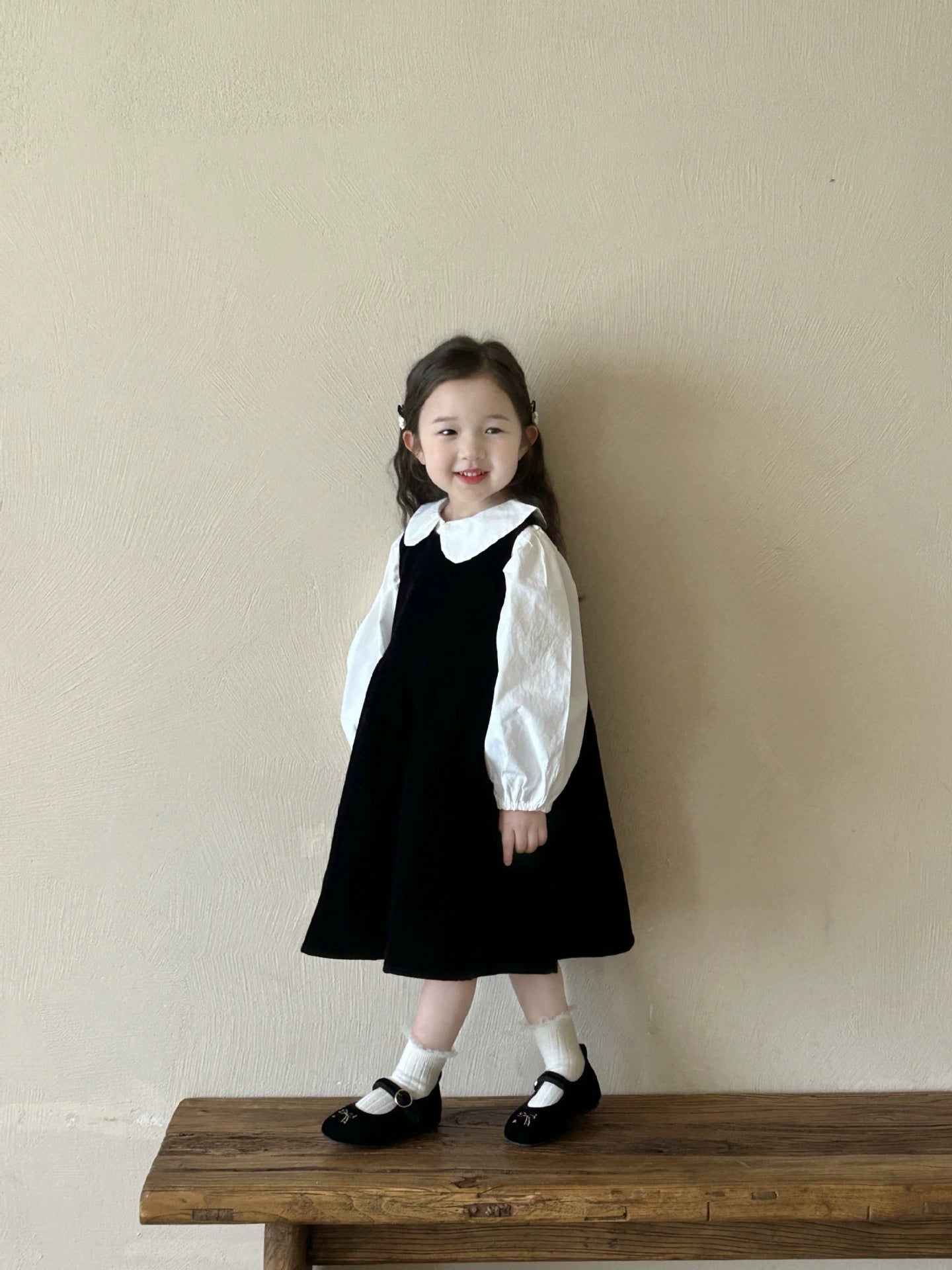 Classic Black Dress with white shirt