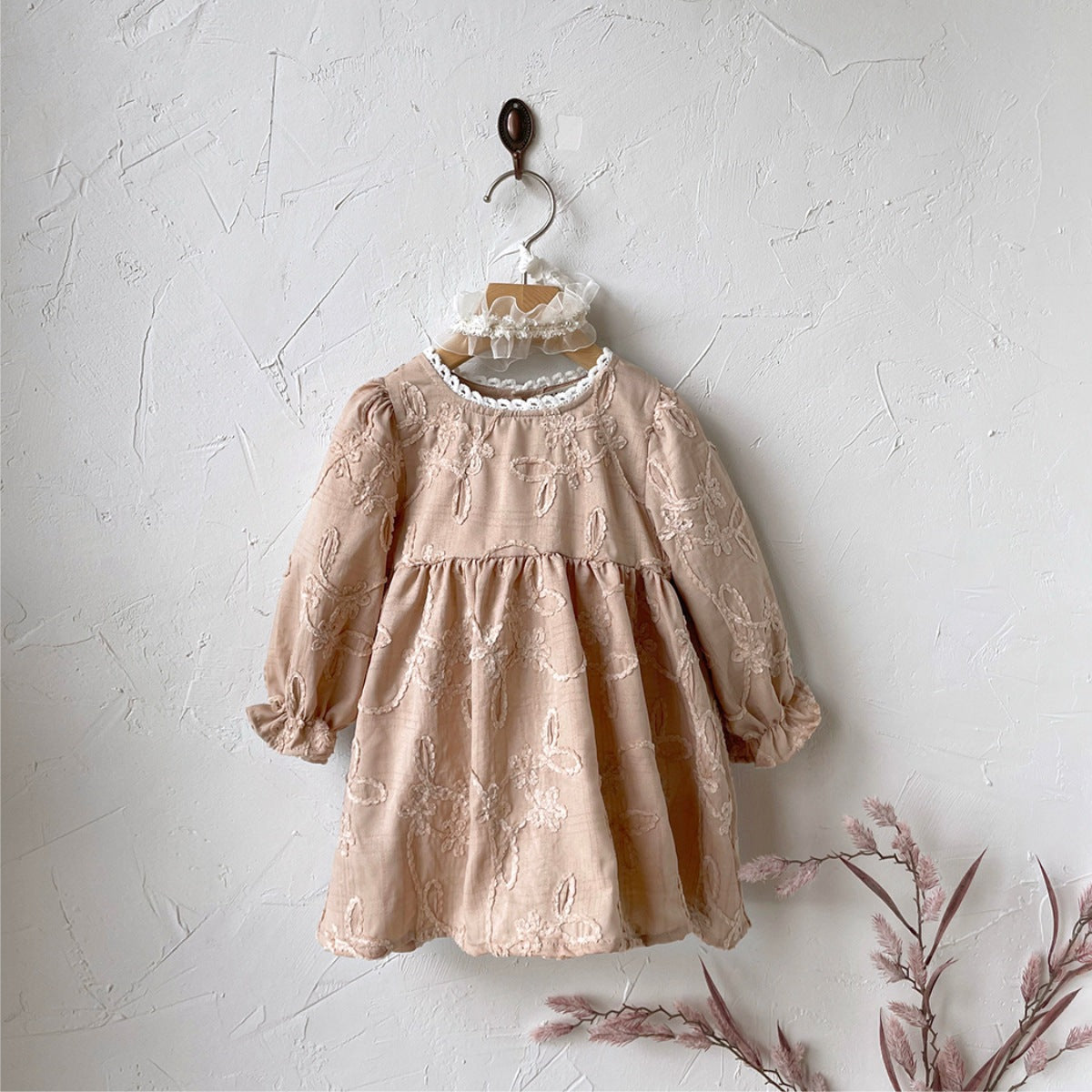 Romantic Dress - White and Beige Pink