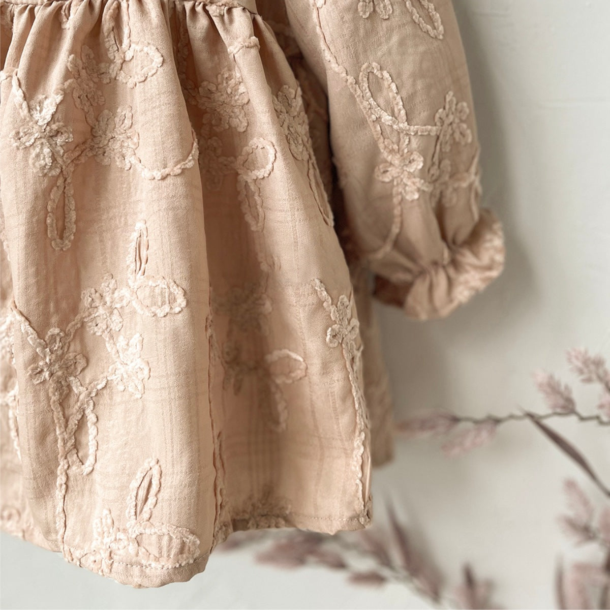 Romantic Dress - White and Beige Pink
