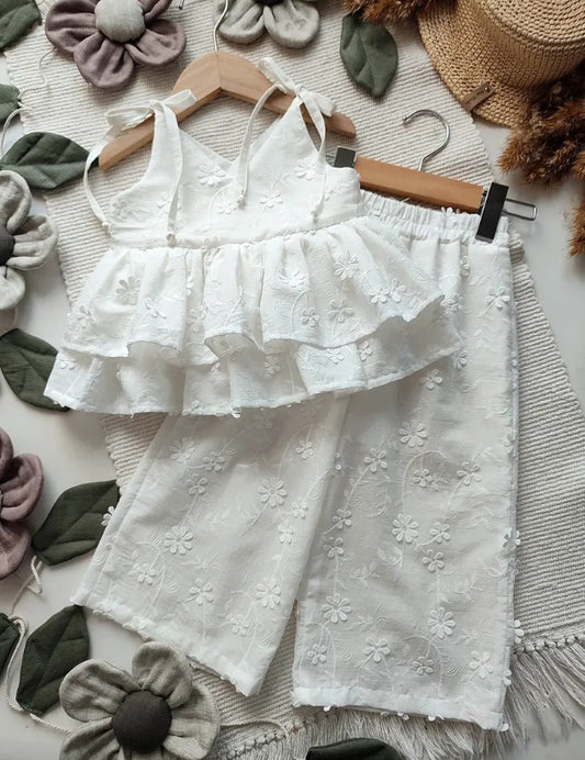 Heirloom Lace 2-Piece Set – Ruffle Top & Wide Leg Pants