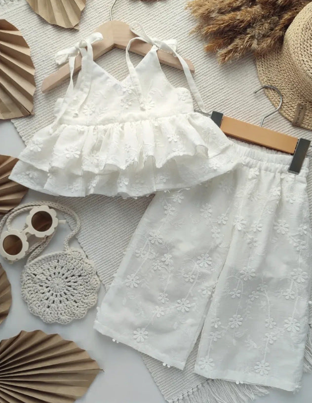 Heirloom Lace 2-Piece Set – Ruffle Top & Wide Leg Pants