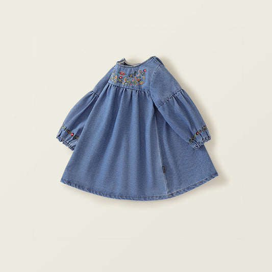 Floral Embroidered Denim Dress