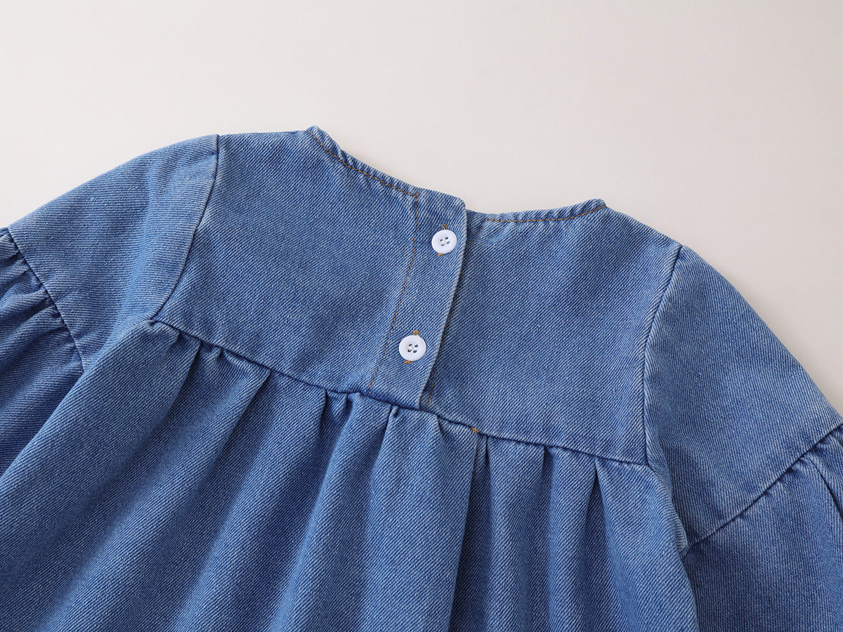 Floral Embroidered Denim Dress