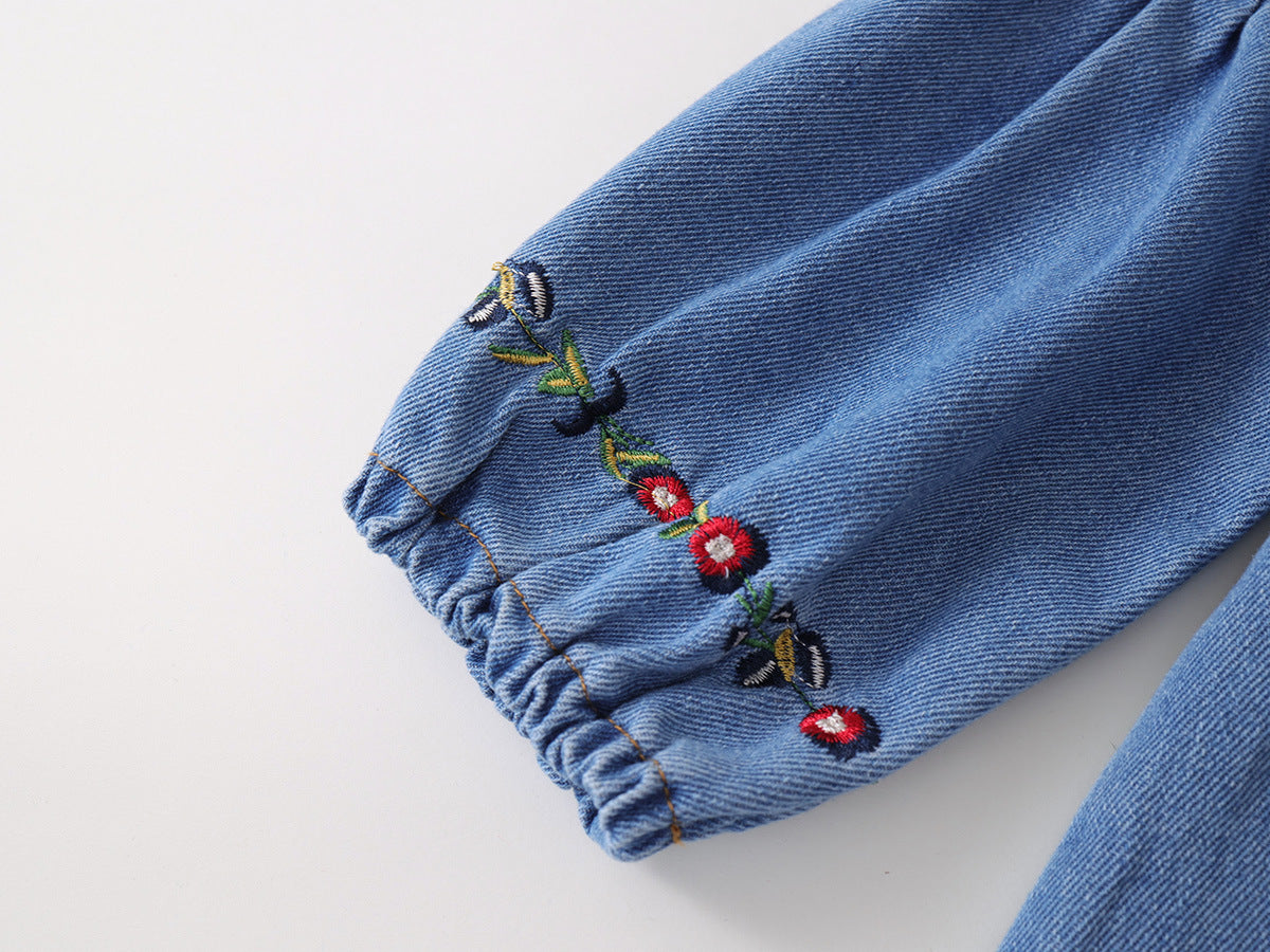 Floral Embroidered Denim Dress