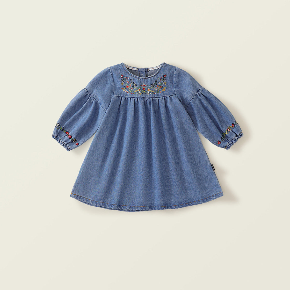 Floral Embroidered Denim Dress