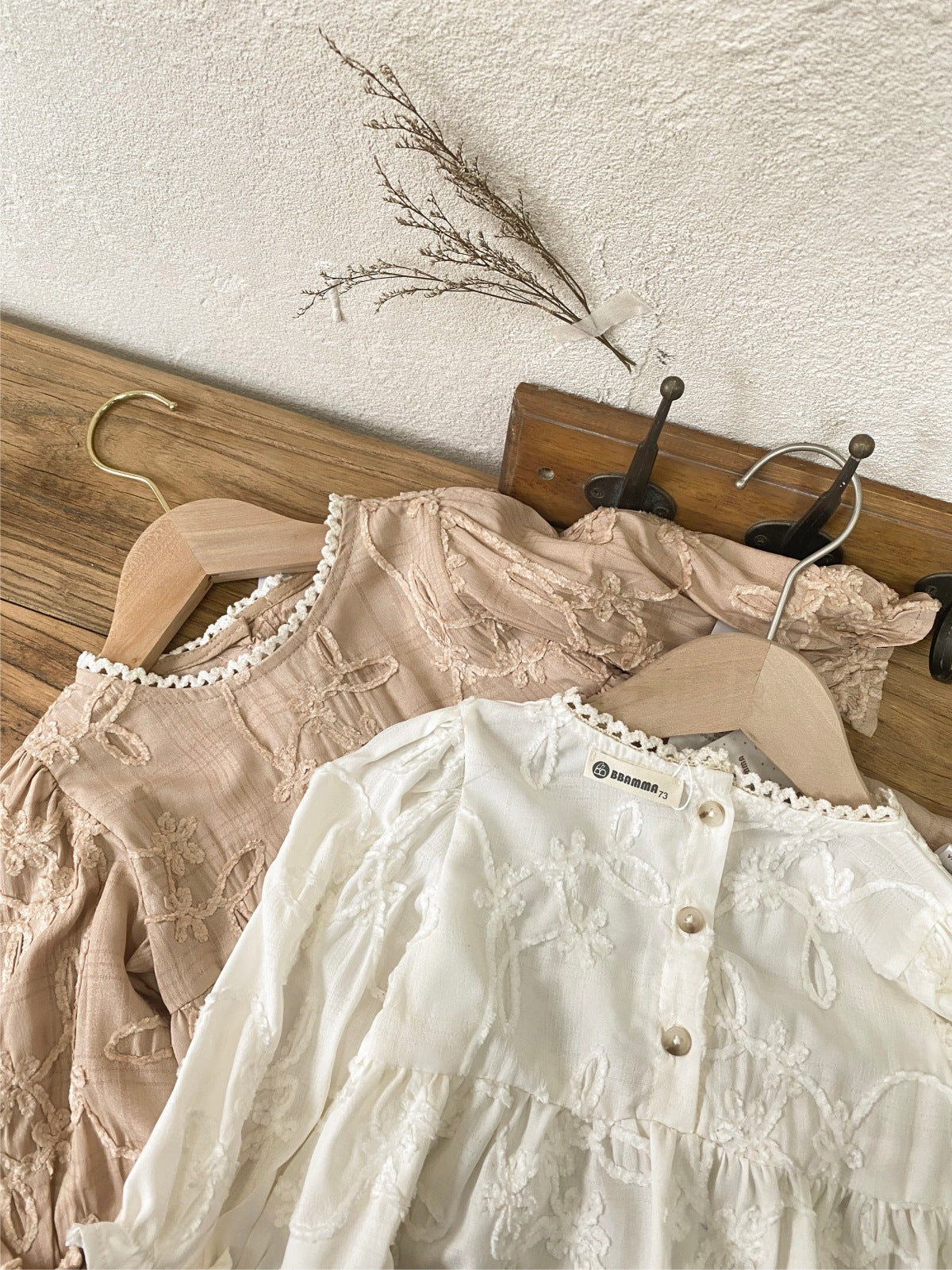 Romantic Dress - White and Beige Pink