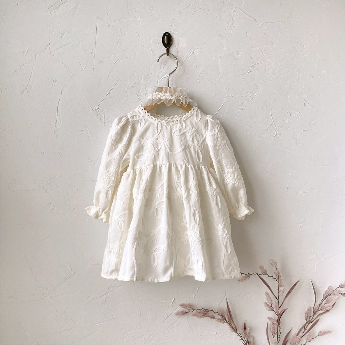 Romantic Dress - White and Beige Pink