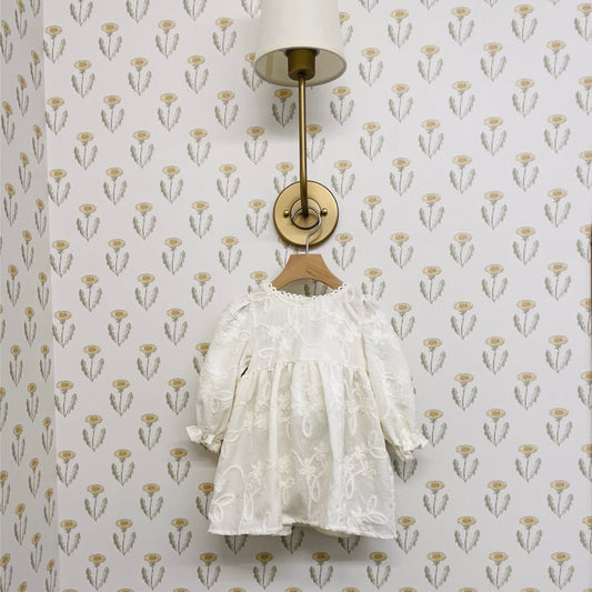 Romantic Dress - White and Beige Pink