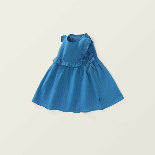 Ruffled Denim Bow-Tie Dress