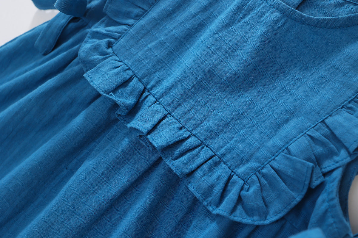 Ruffled Denim Bow-Tie Dress