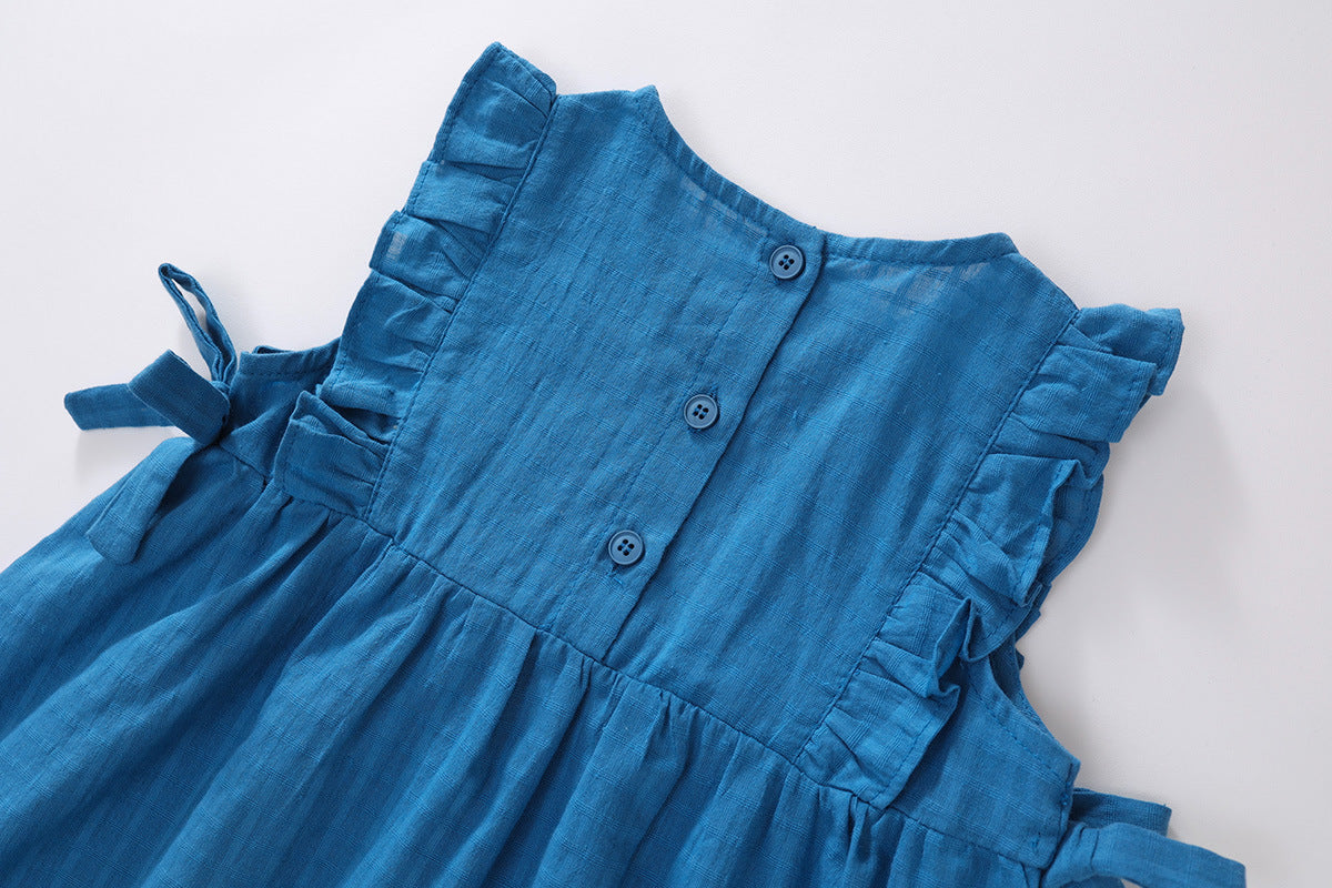 Ruffled Denim Bow-Tie Dress