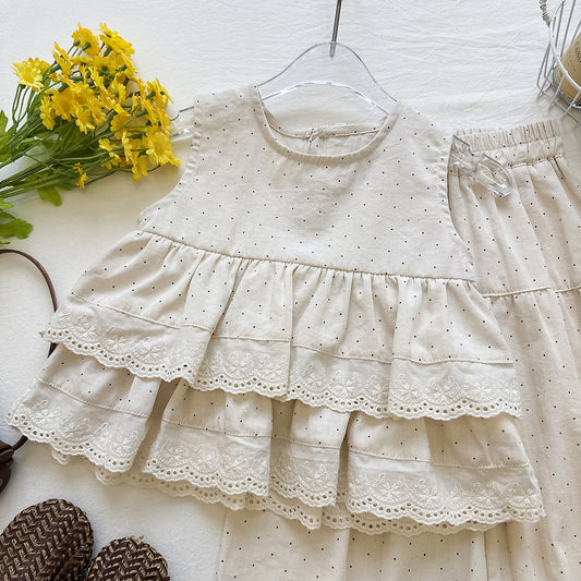 Vintage Lace Tiered Pant Set