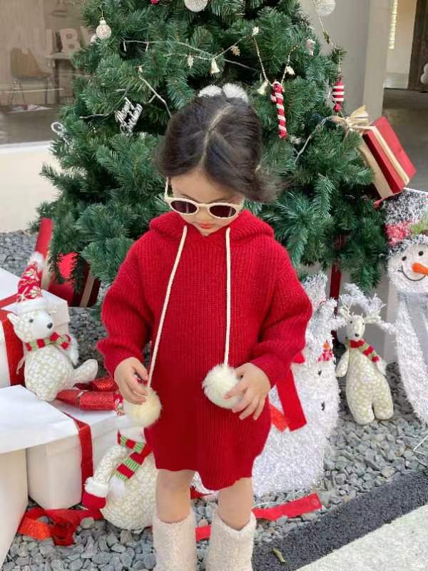 Merry Pom Hoodie Dress