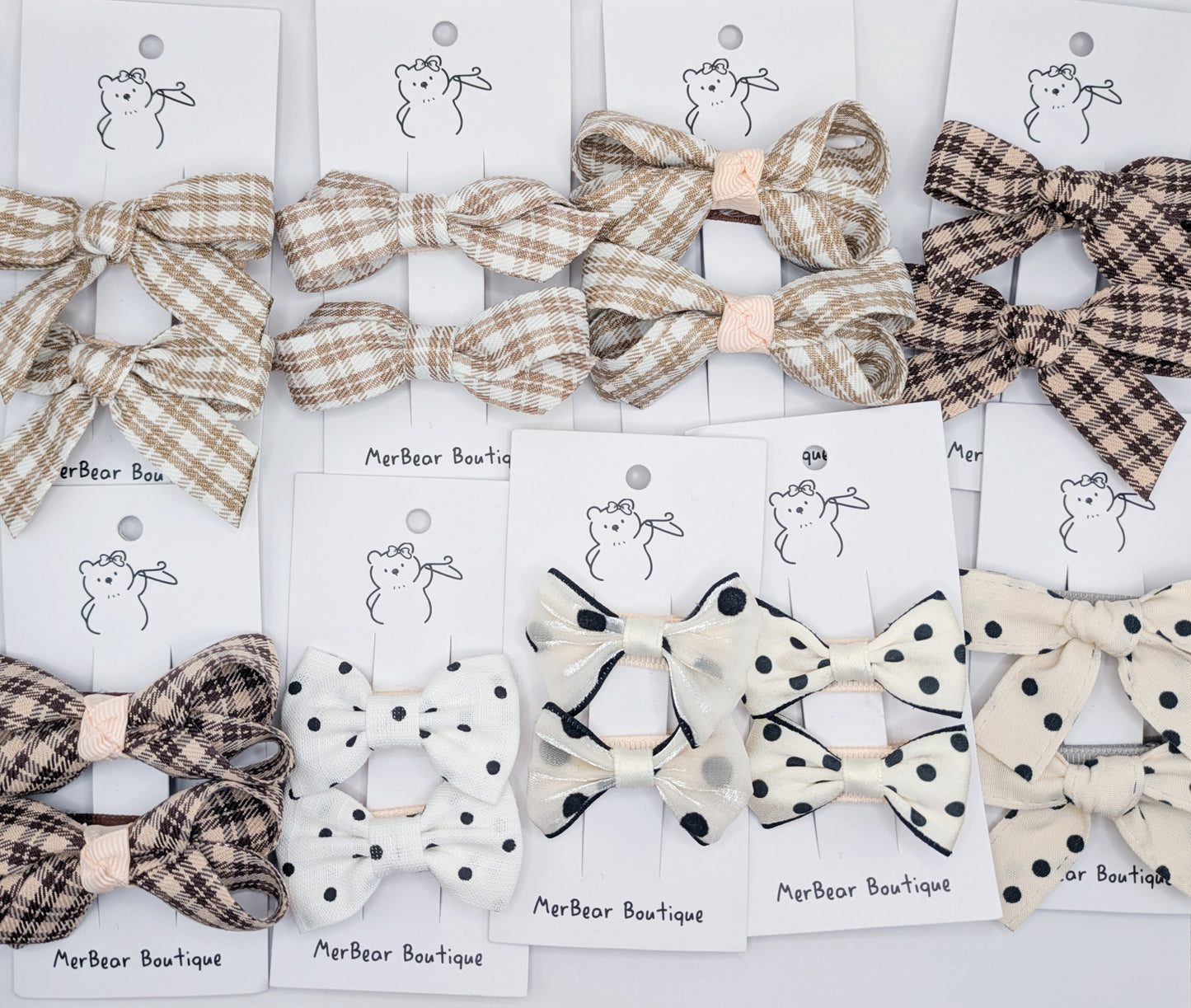 Plaid & Dotted Bow Clips
