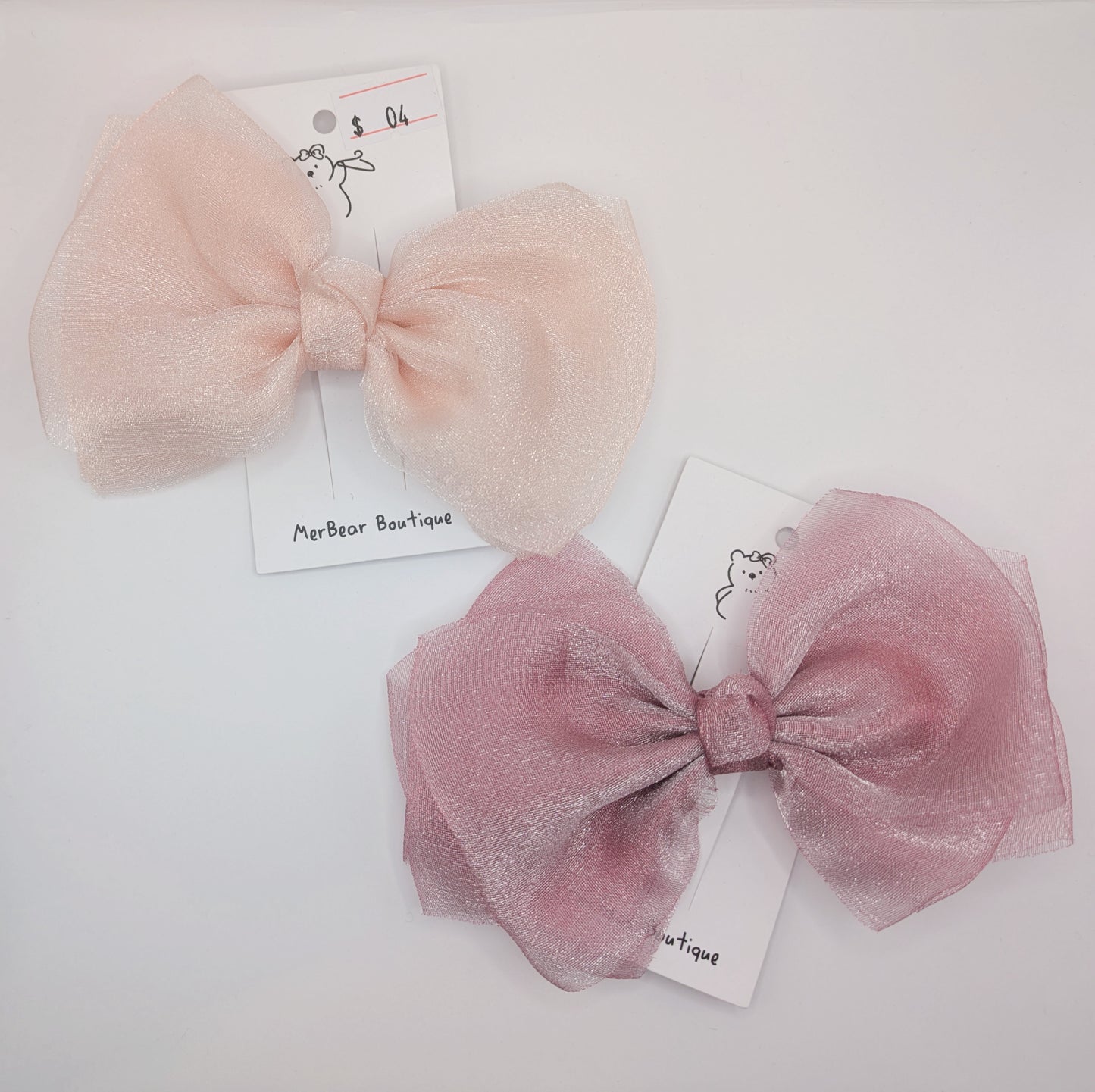 Shimmer Chiffon Bows β Pink & Mauve
