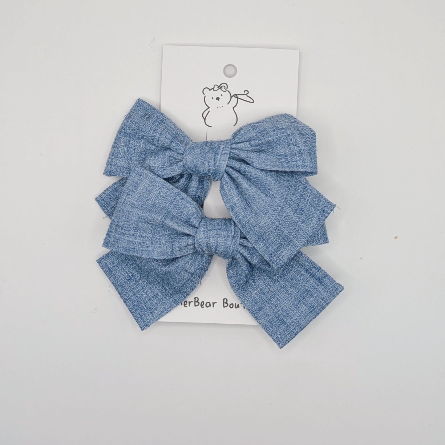 Blue & Green Large Bow Clips