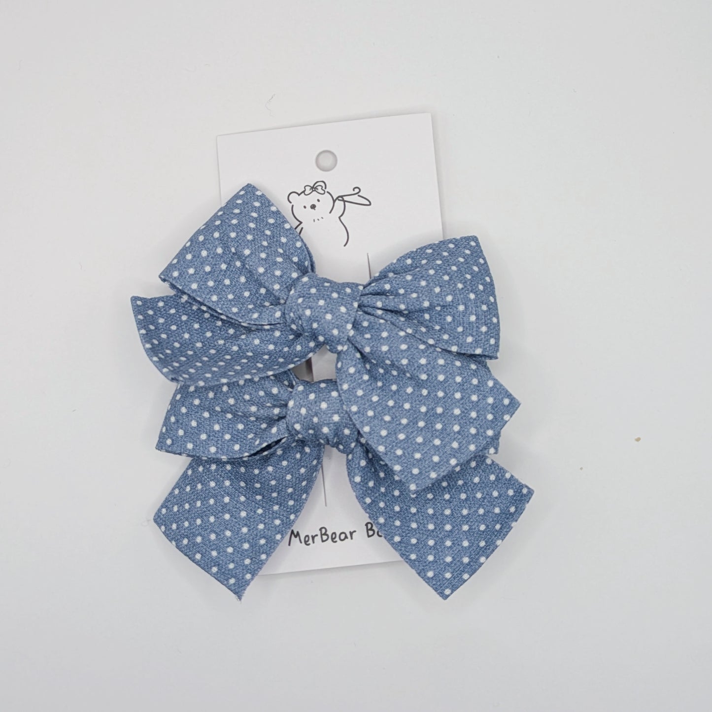 Blue & Green Large Bow Clips