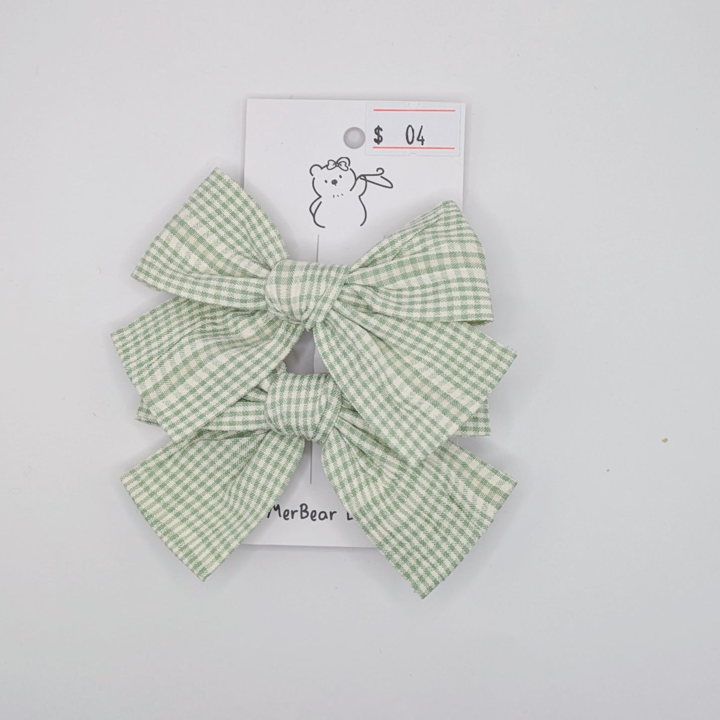 Blue & Green Large Bow Clips