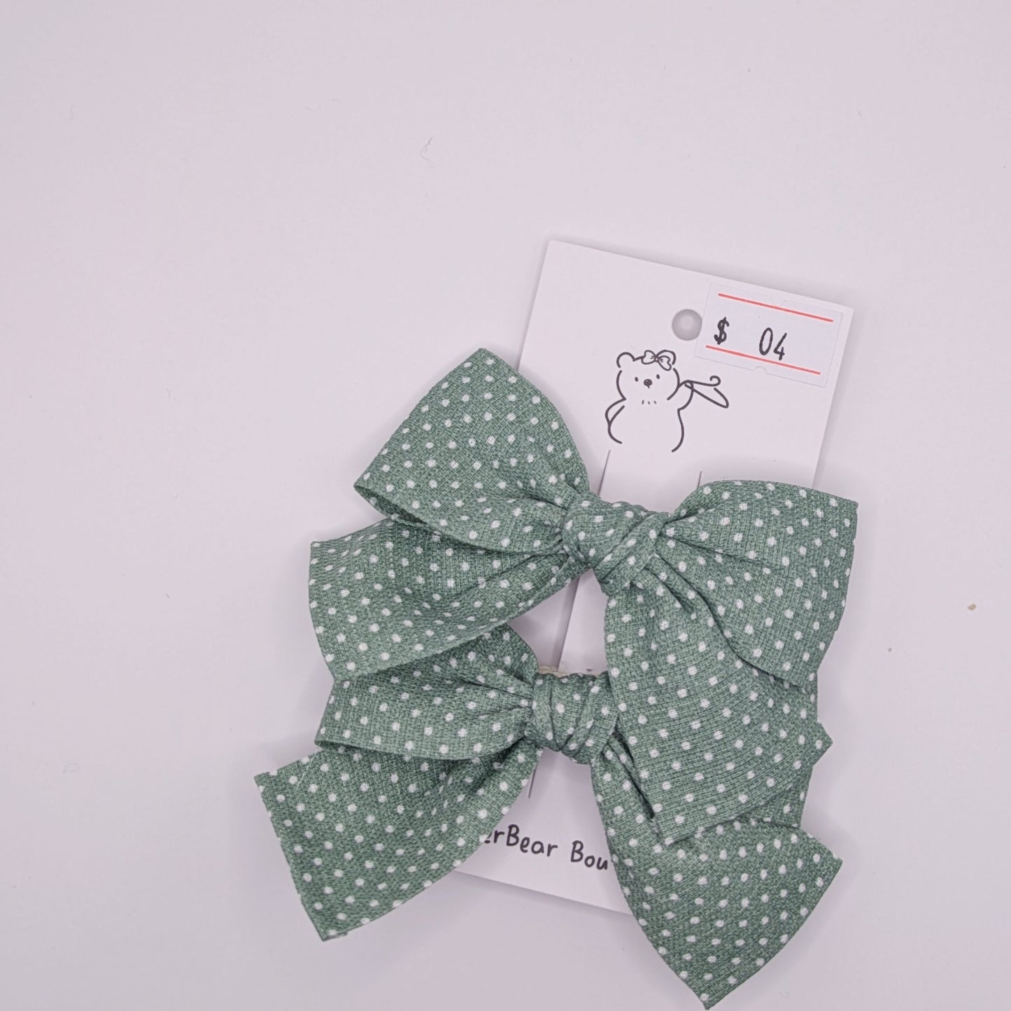 Blue & Green Large Bow Clips