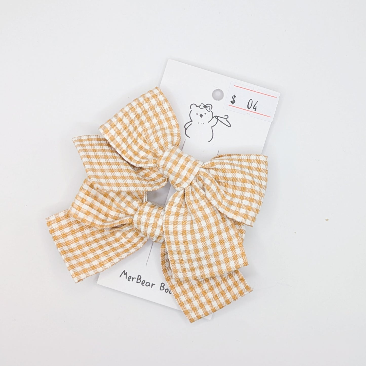 Neutral Plaid Bow Clips