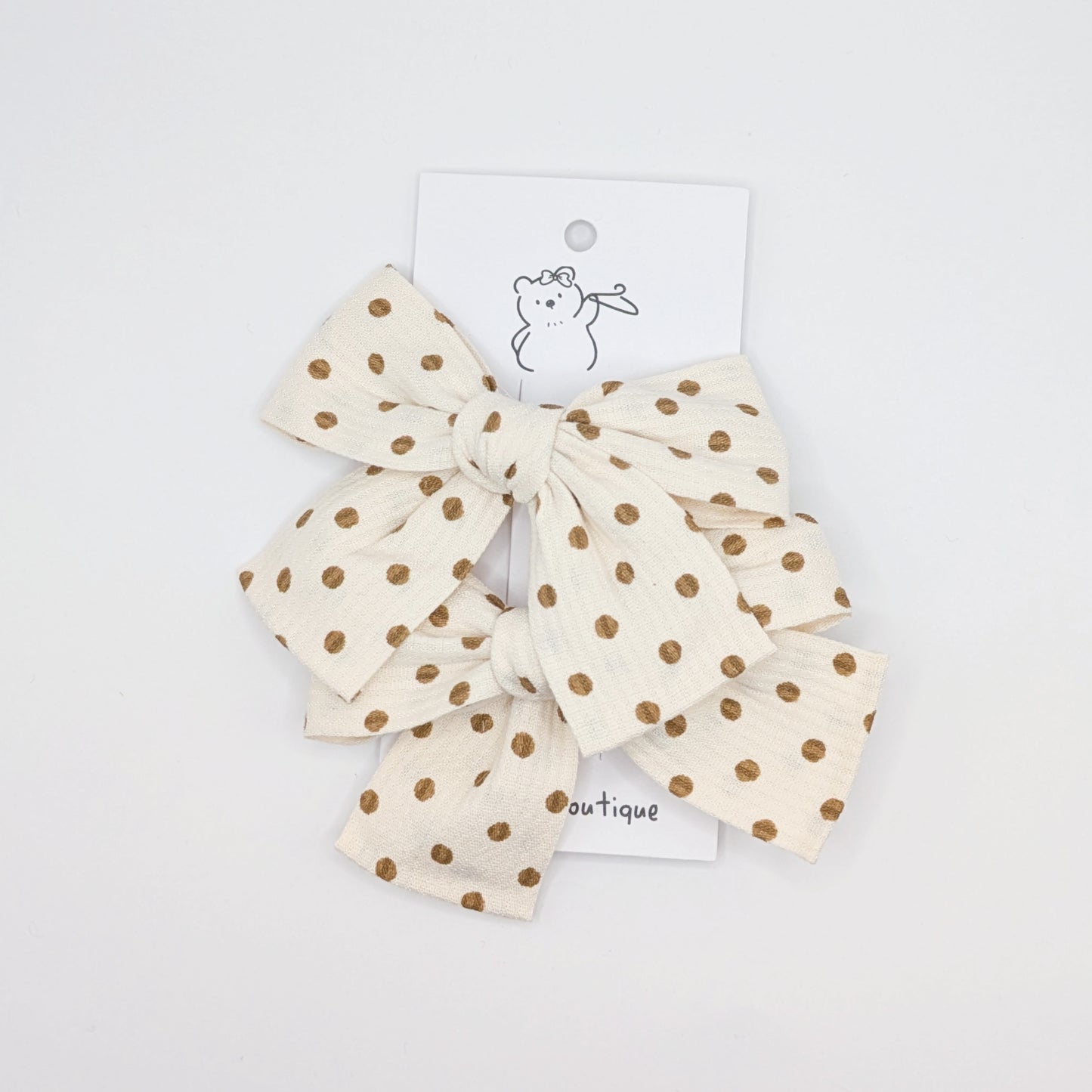 Neutral Plaid Bow Clips