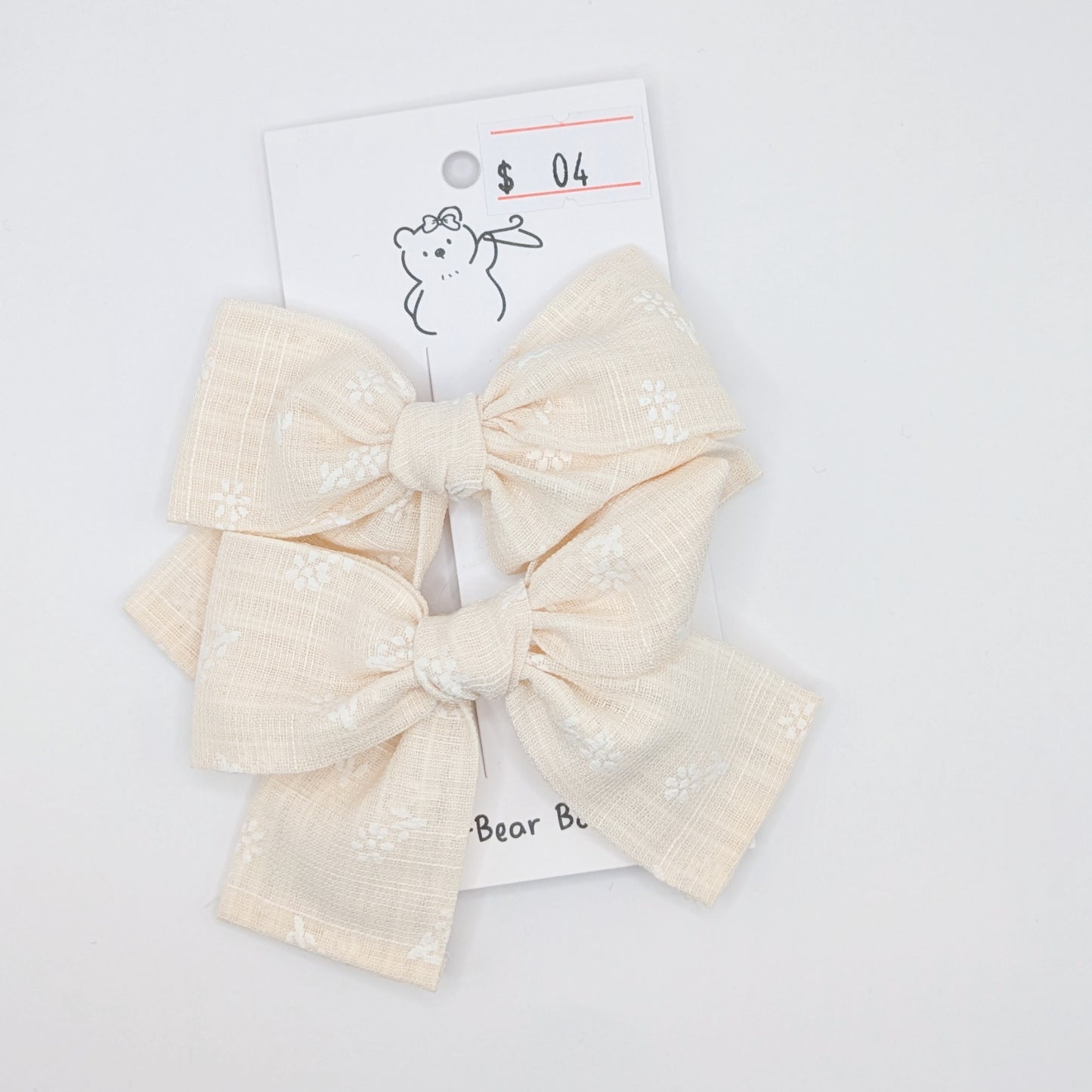 Neutral Plaid Bow Clips