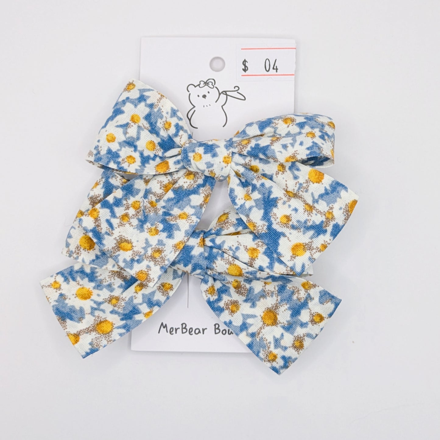 Blue & Green Large Bow Clips