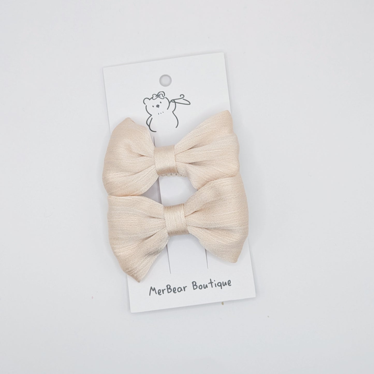 White and Off-White Bow Clips