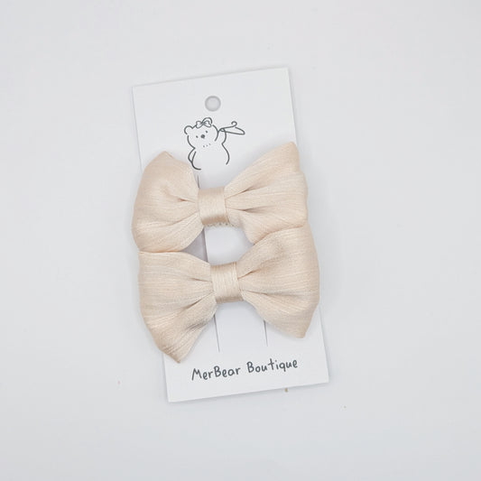 White and Off-White Bow Clips