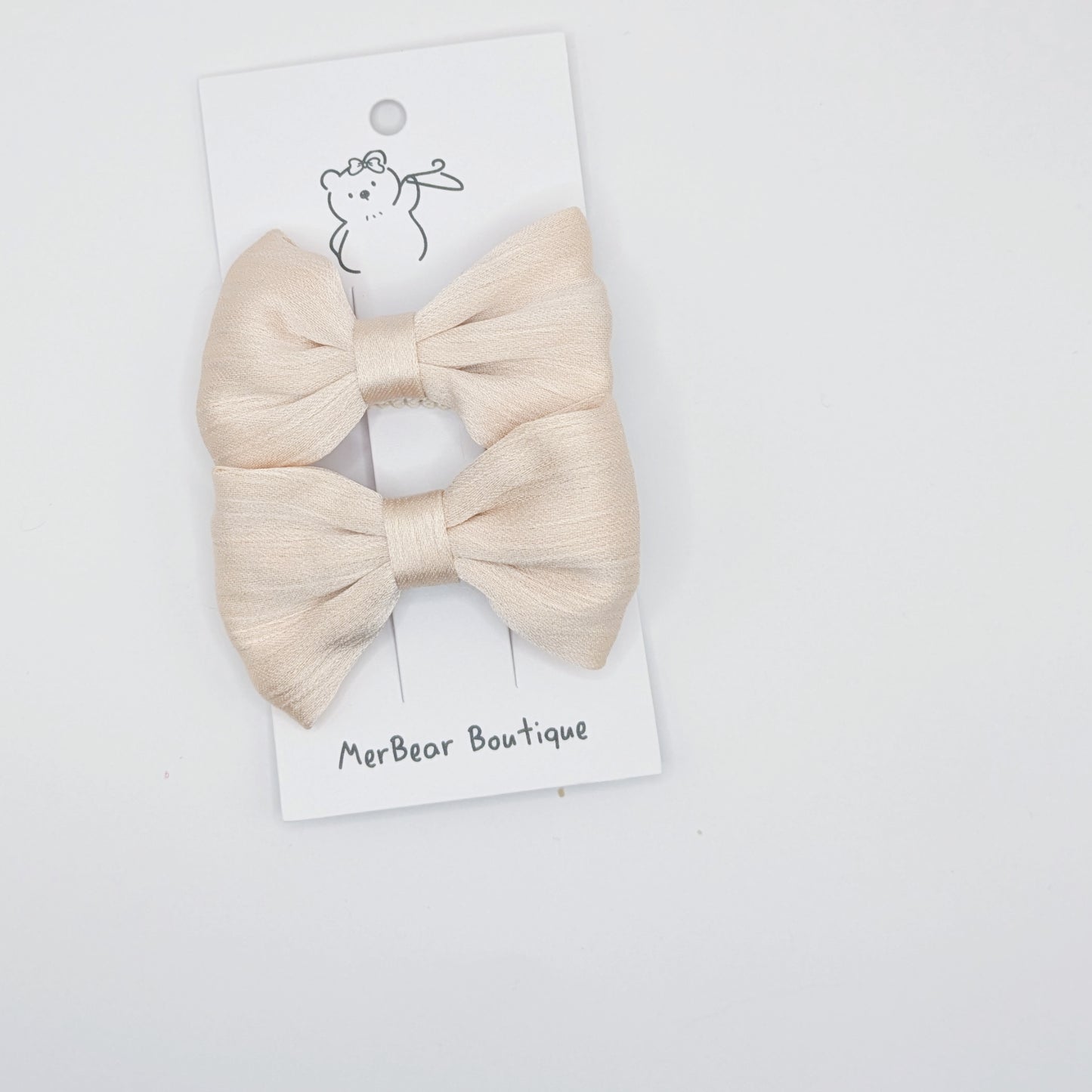 White and Off-White Bow Clips
