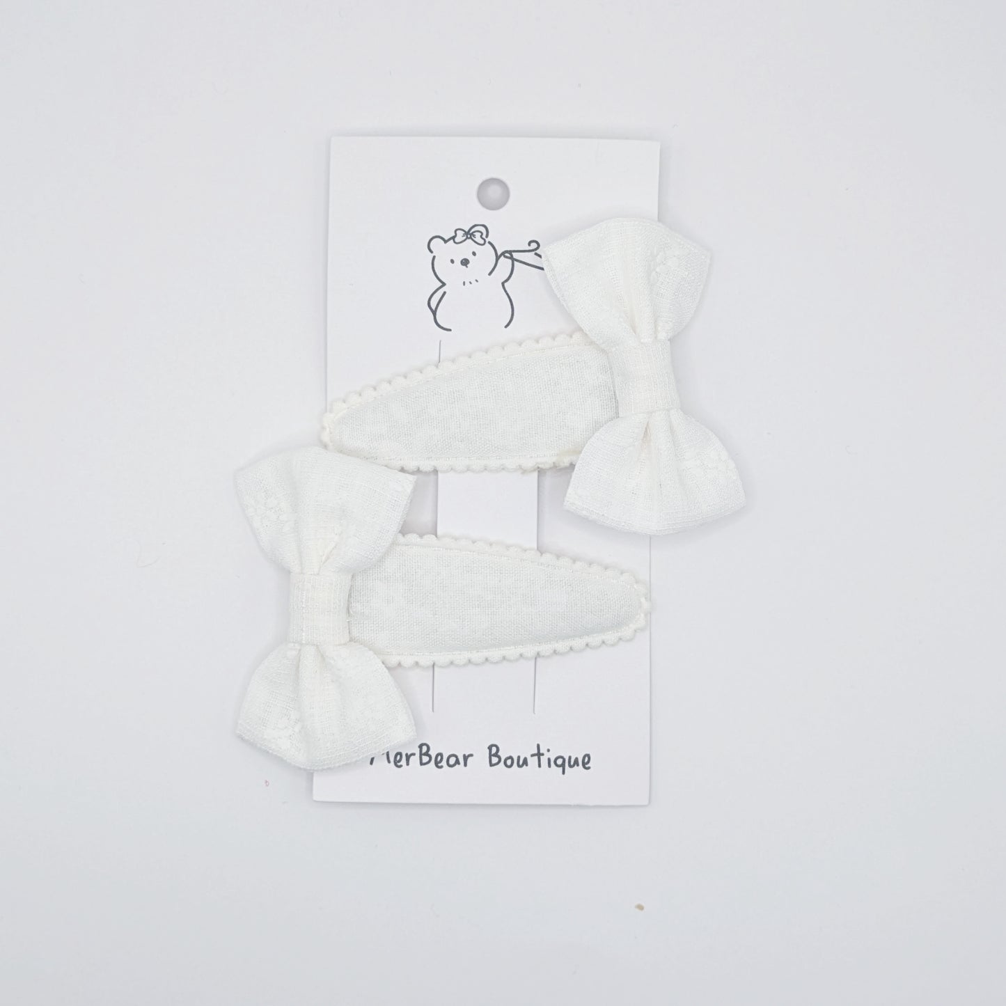 White and Off-White Bow Clips