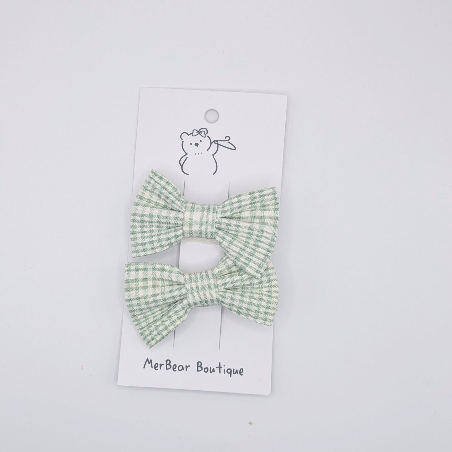 Blue and Green Bow Clips