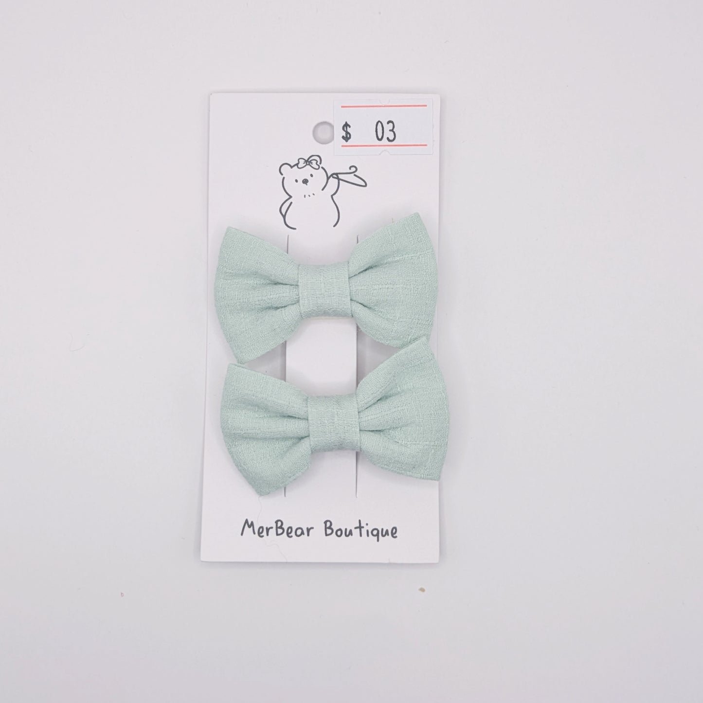 Blue and Green Bow Clips