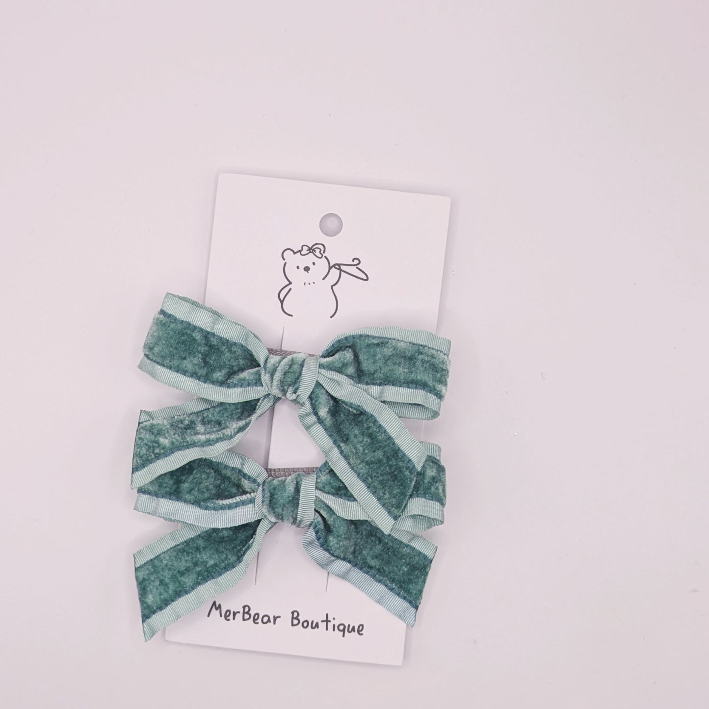 Blue and Green Bow Clips