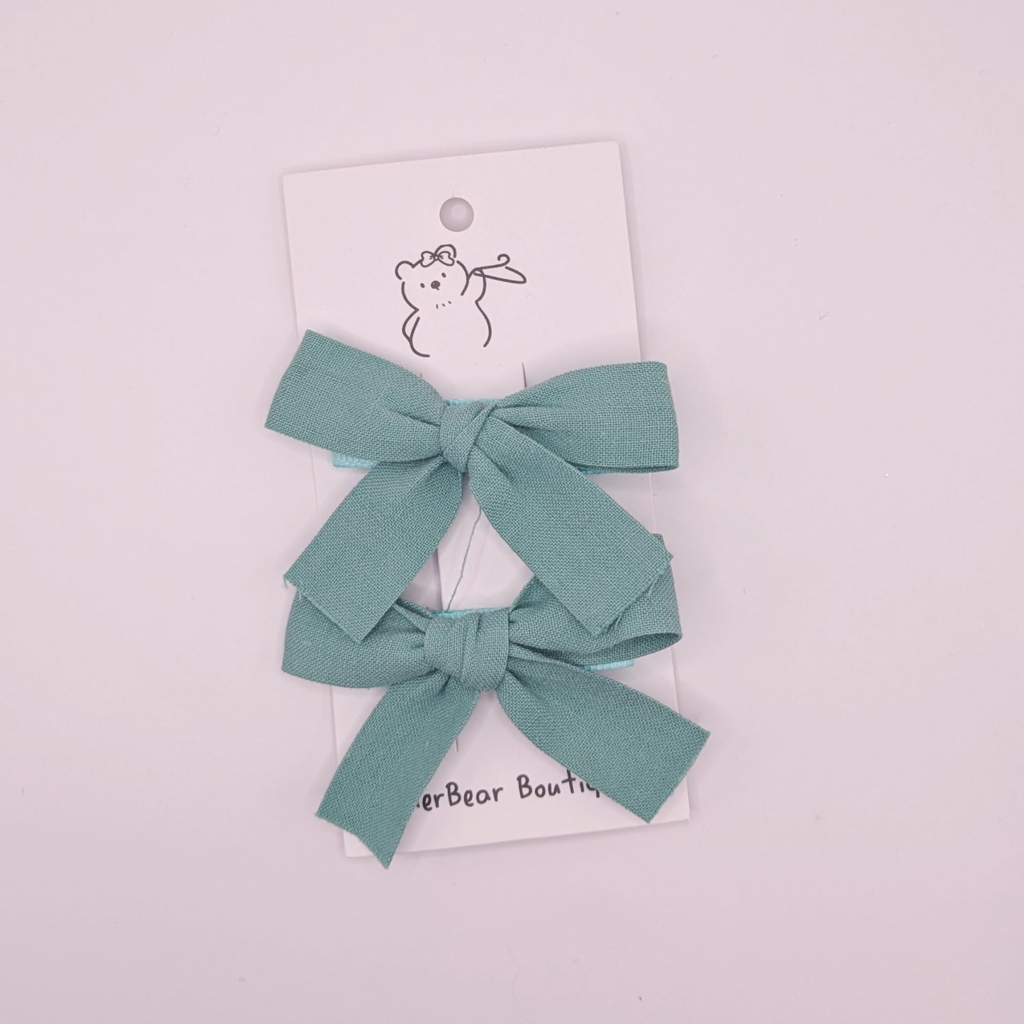 Blue and Green Bow Clips