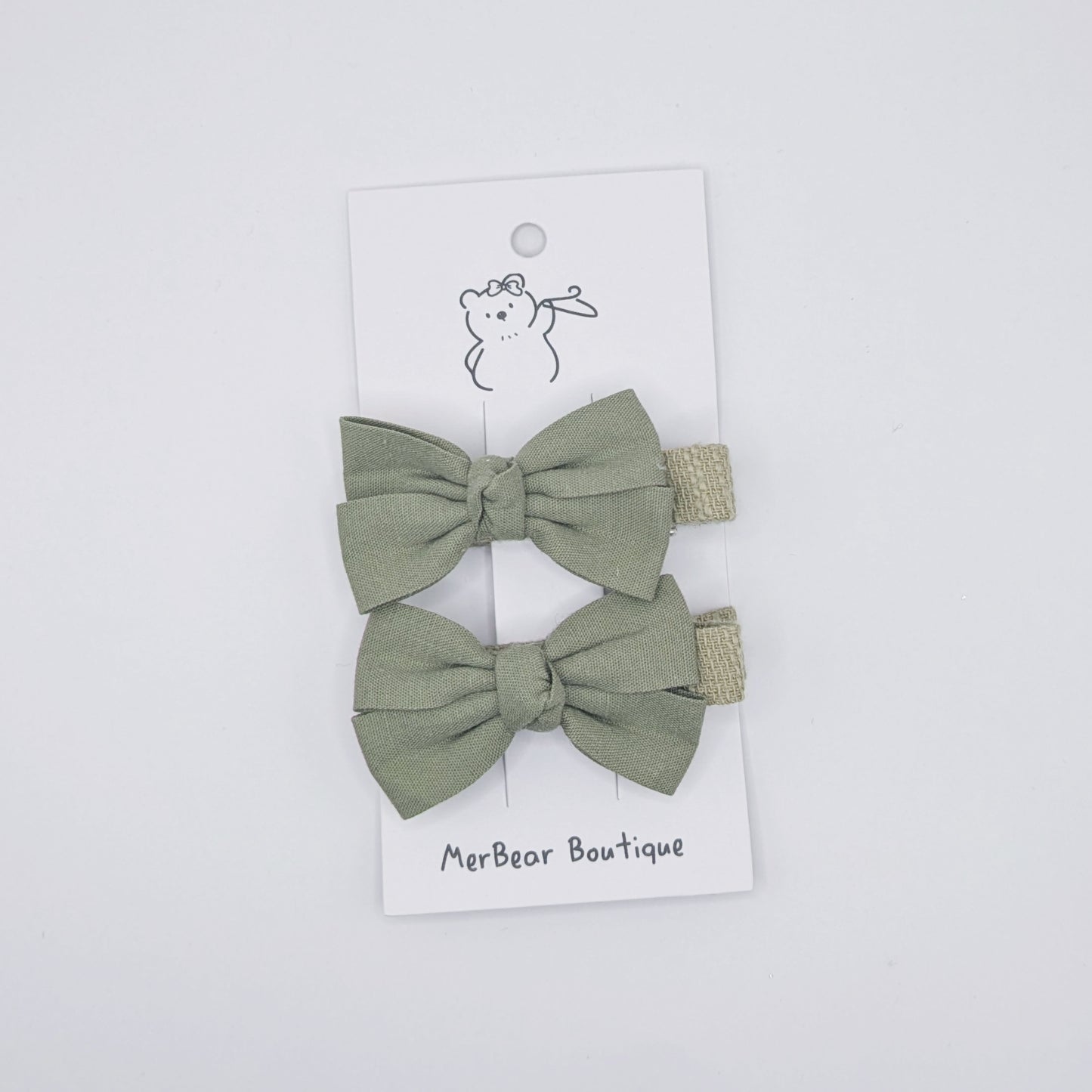 Blue and Green Bow Clips