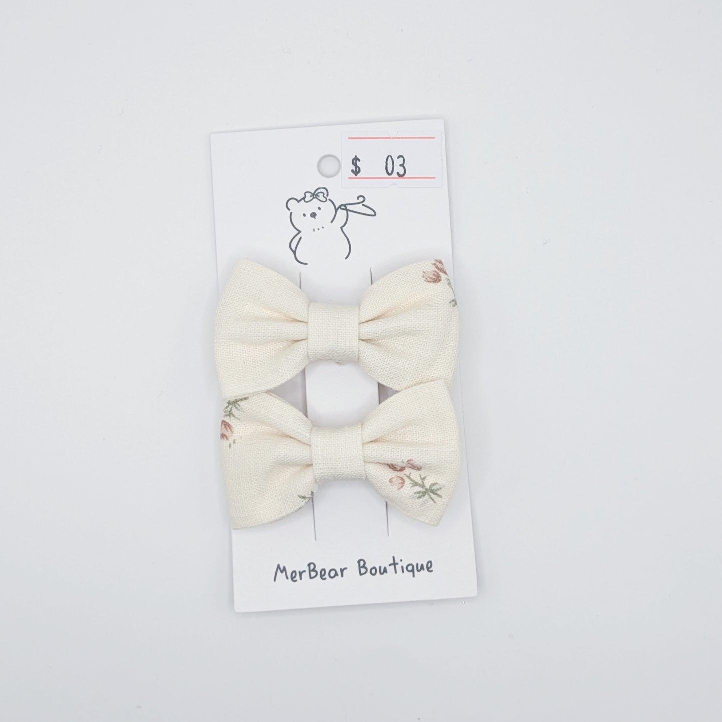 White and Off-White Bow Clips