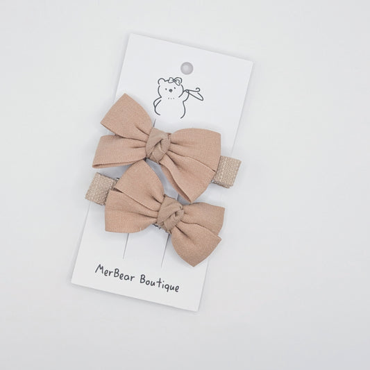 Cream Bow Clips