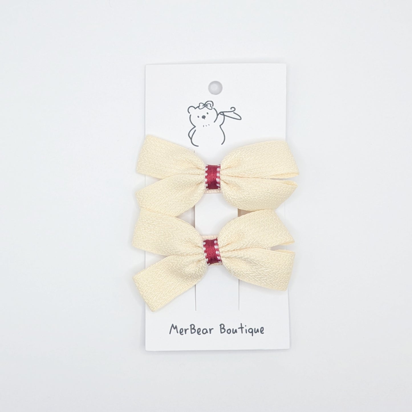 White and Off-White Bow Clips